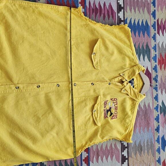 Sturgis Rally 2007 Yellow Sleeveless Denim Motorcycle Bike Week Shirt Mens 5XL - Picture 10 of 12